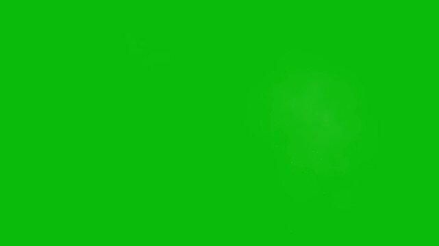 Bullet Impact Hits With Flash, Yellow Sparks and Smoke Puffs on Green Screen. Multiple Gunshot Ricochet Effects at Random Positions Fading Into Dust. Action VFX Chroma Key