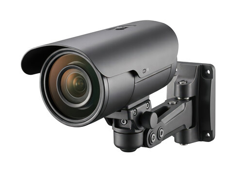 High-quality security dome camera with adjustable pan-tilt mount and varifocal lens, isolated on a transparent background for seamless integration into surveillance systems, showcasing sleek metallic.