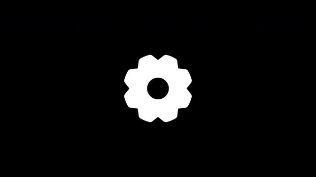 Animated Settings Gear Icon - White Preferences Motion Graphics with Alpha Channel