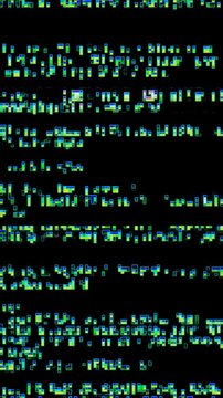Abstract cyan and green pixel sorting glitch background with 8-bit distortion and scanline artifacts flickering on a seamless loop. Anchors a cyberpunk music video transition, a cyberpunk branding.