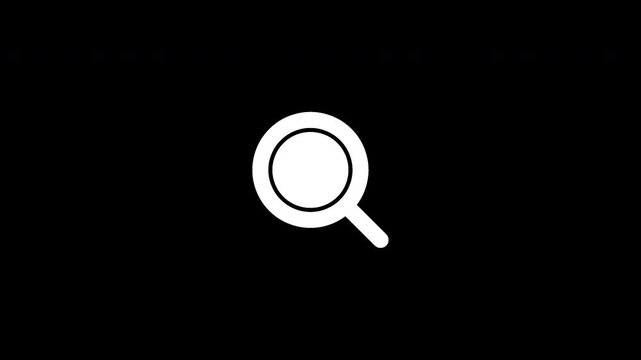 Animated Search Icon - White Magnifier Find Motion Graphics with Alpha Channel