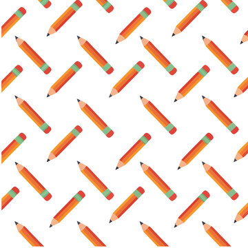 Seamless pattern of orange pencils