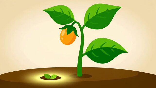Educational diagram showing the biological process of plant reproduction in a classroom style