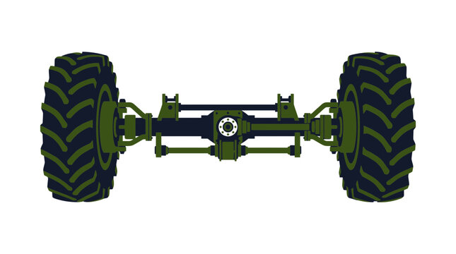 Tractor rear axle and wheels isolated