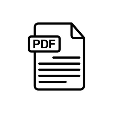 PDF file document icon with text lines for portable document format and digital reading