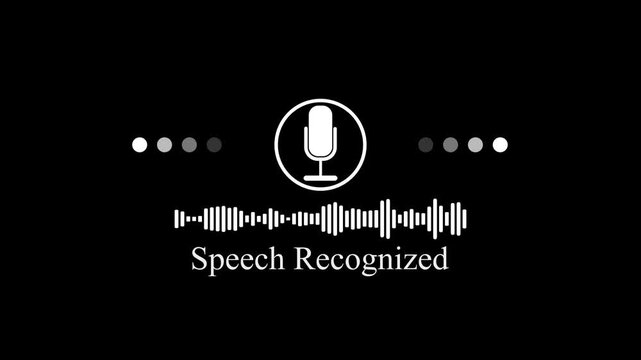 Speech recognition technology interface animation with animated sound wave and microphone voice command