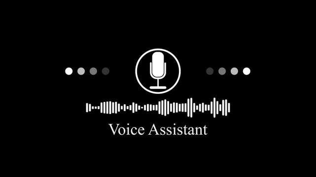 Voice assistant ui animation with sound waveform and microphone for smart technology and ai interface