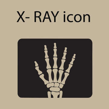 Hand bones x-ray radiology scan icon beige background vector