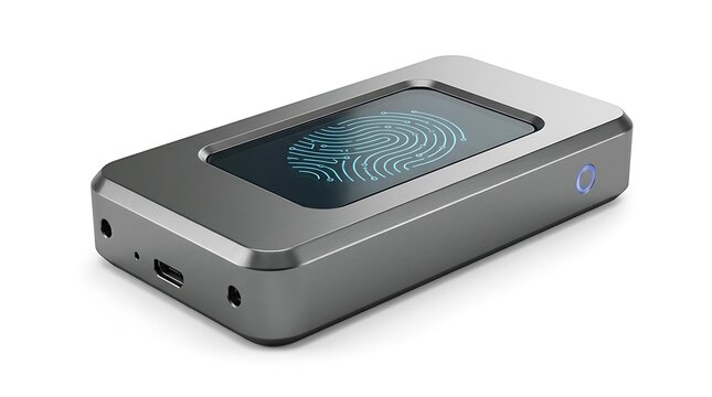 Portable External Hard Drive with Fingerprint Biometric Security.