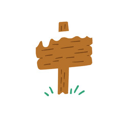 Cute wooden signpost board with grass illustration PNG clipart isolated on transparent background © devart
