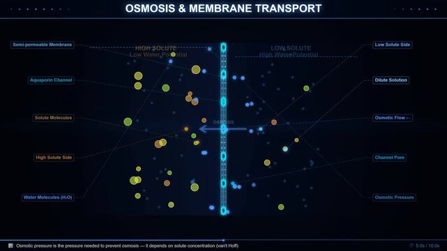 Osmosis Water Molecule Diffusion Across Semi Permeable Membrane