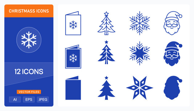 Santa Claus Vector Icon, Merry Christmas and Winter Holiday Symbol in Minimalist Style