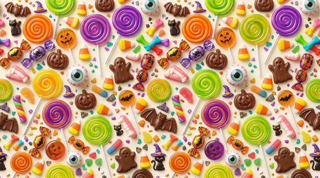 Halloween Candy Seamless Pattern Background