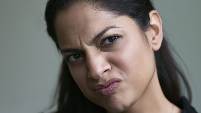 Woman pouting with angry expression