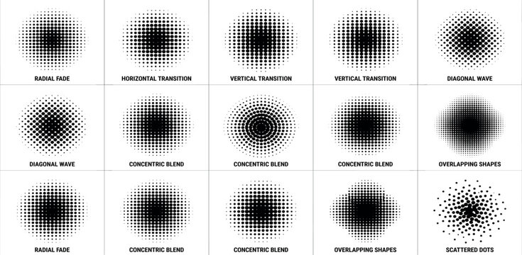 Monochrome halftone dotted illustration, abstract dynamic wave, ribbon pattern. Curved line with halftone effect, flud design. Vector minimalist background. Overlay template. Vector