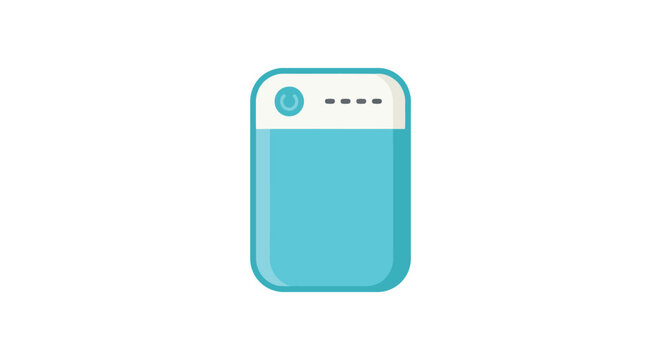 Turquoise external hard drive flat icon with power button and indicator lights