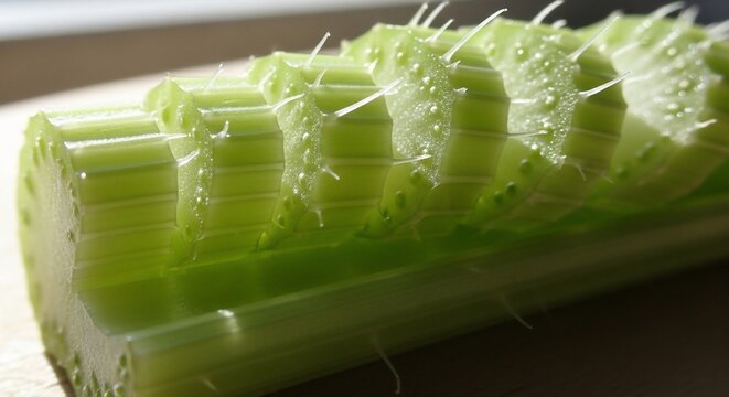Fresh Chopped Celery Stalks Close-Up