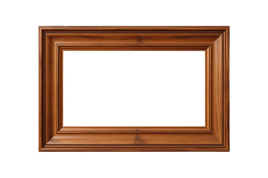 Polished wooden rectangular picture frame prepared as a transparent png element