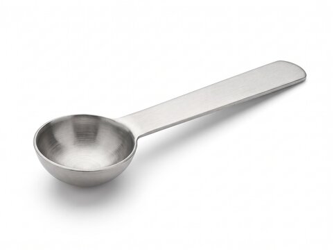 stainless steel measuring spoon isolated on white background