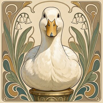 아르누보 디자인 배경, 오리, jpeg (Art Nouveau Design Background, Duck, jpeg)