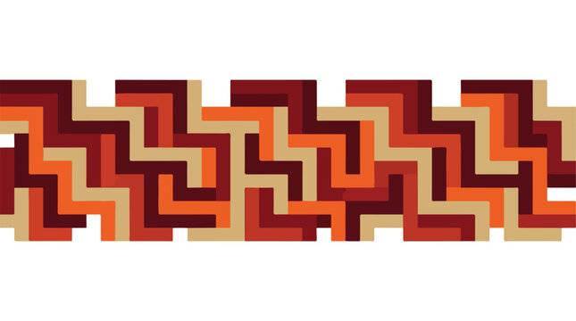 Abstract interlocking modular L-shaped blocks forming a seamless and unbreakable security barrier. Colors limited to deep maroon, vibrant orange, and sand beige. Robust and solid appearance.