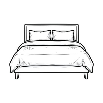 Comfortable bed with pillows and duvet, clean and inviting for rest.