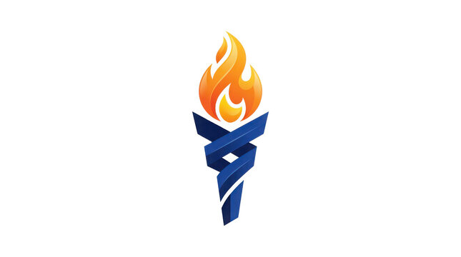 Burning blue torch icon with bright orange flame