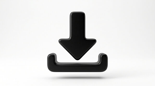 Matte black 3D download icon