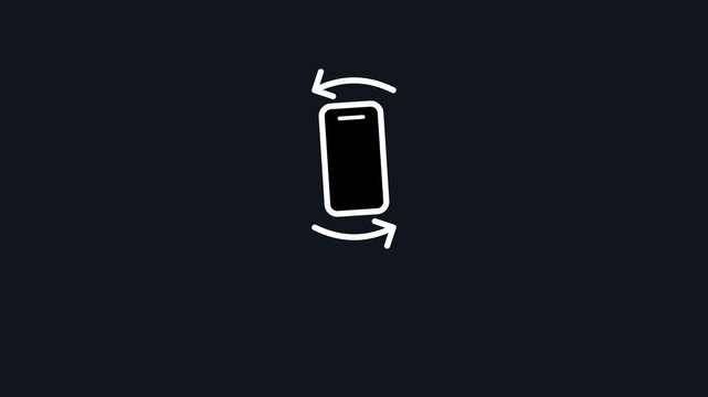 Smartphone device rotation instruction icons for landscape mode