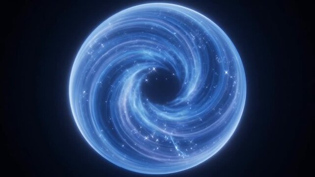 Abstract Blue Swirl: A mesmerizing abstract digital artwork depicts a swirling vortex of luminous blue light and cosmic dust against a dark backdrop, evoking mystery and the vastness of space.