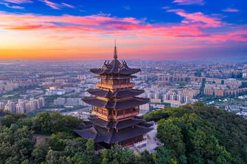 Leifeng Pagoda in Hangzhou at sunset © tangfangxiao
