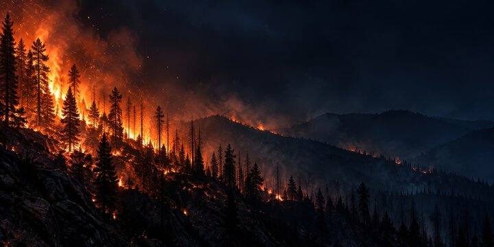 flames across dark mountain ridge
