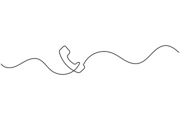 Obraz premium Cloud phone line art minimal call center icon with editable stroke isolated on white background