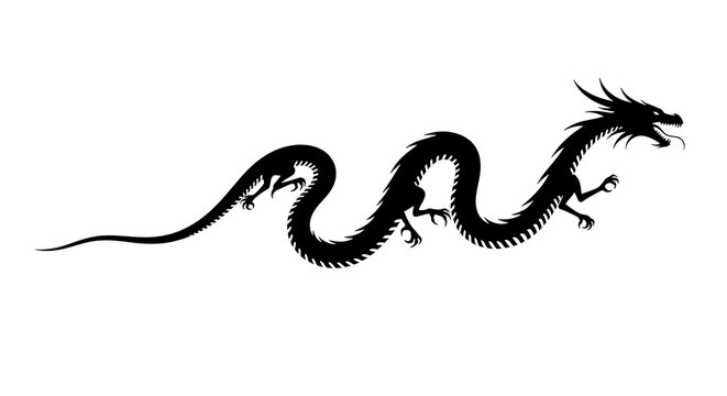 Black silhouette of a traditional chinese dragon