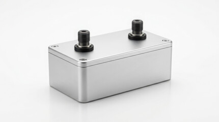 Fototapeta premium Brushed aluminum electronic project box enclosure with two threaded generated using ai