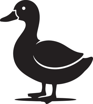 Duck standing on the ground with one wing lifted Vector, a lively farm bird silhouette suited to pond themed decor, children's books, and countryside menus