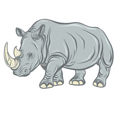 Hand Drawn Rhinoceros Vector Illustration Animal Mascot Icon for Children Book © ulililirik