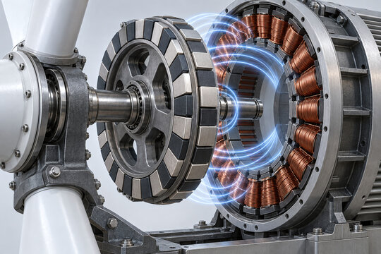 Exploded Wind Turbine Generator With Magnetic Induction