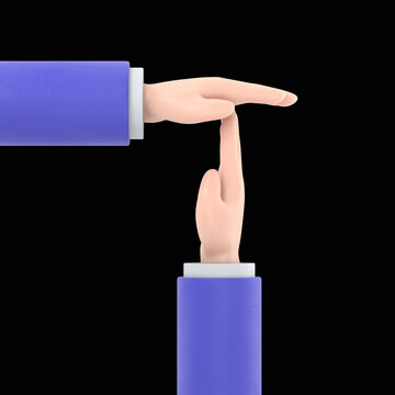 Businessman hands signaled a break from work.Gesture hands time-out isolated .3D rendering on black Screen for footage and clipping path.
