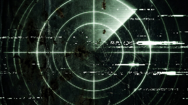 Retro Radar Screen with Scanlines and Glitch Effects, Gritty Texture