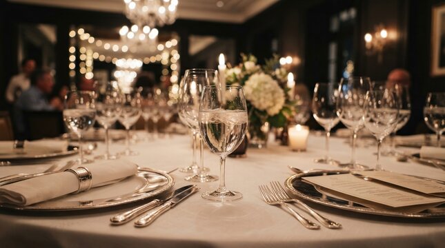 Elegant Dining Table Setting in Luxury Restaurant.