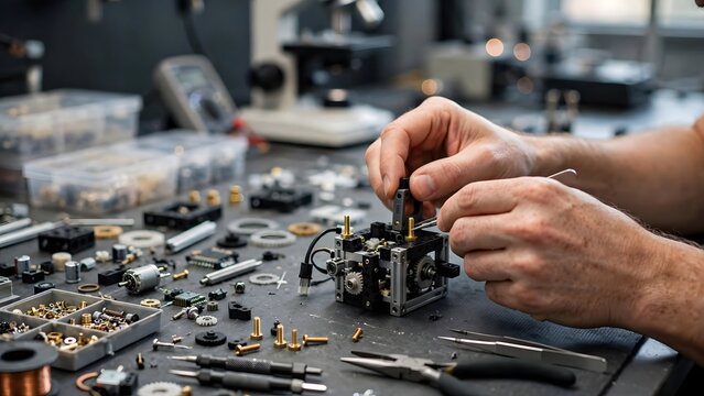 Engineering workspace focused on invention, creativity and product development