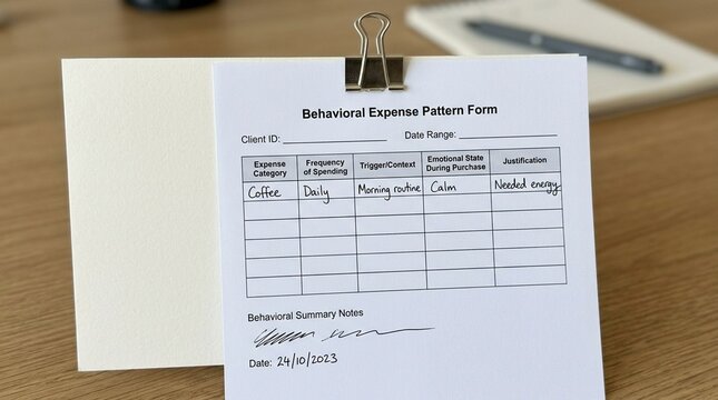 Behavioral Expense Pattern Form Clipped to a Card Concept
