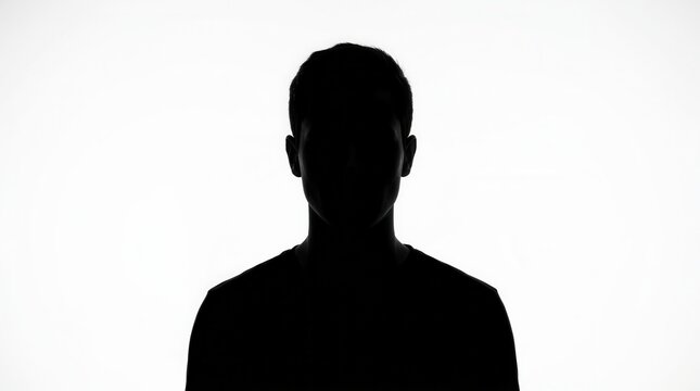 Head and shoulders silhouette of a man on a bright white background