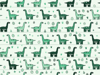 Playful Baby Dinosaur Nursery Vector Background © iushakovsky