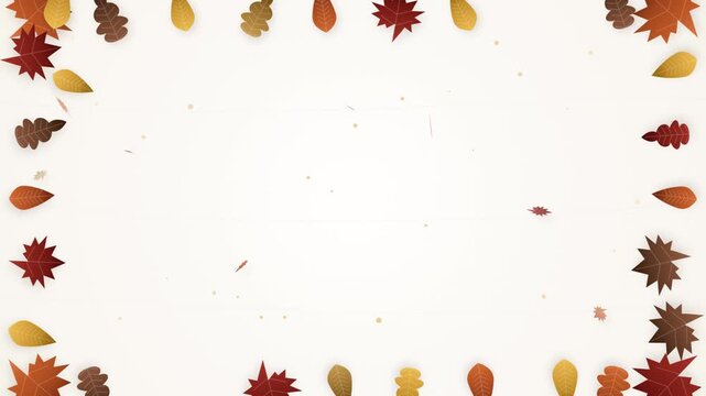 Autumn leaves falling gently in a soft natural light creating a festive seasonal border for text overlays