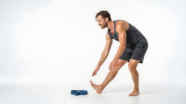 Athletic man stretching his hamstrings