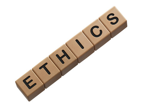 wooden cube with word ethics. Investment in life insurance and healthcare concept.close up of wooden elements,Business Concept.Supports PNG files with transparent backgrounds.