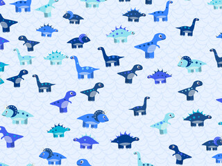 Colorful Prehistoric Dinosaurs Childrens Wallpaper Design © iushakovsky