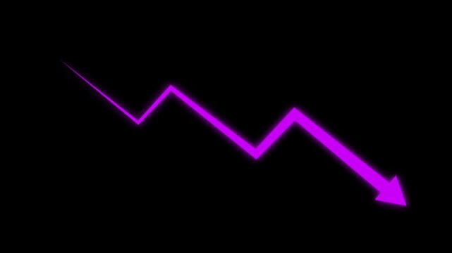Minimalist business chart animation with downward trending  arrow and percentages 4k animation showing financial loss over with background dynamic...